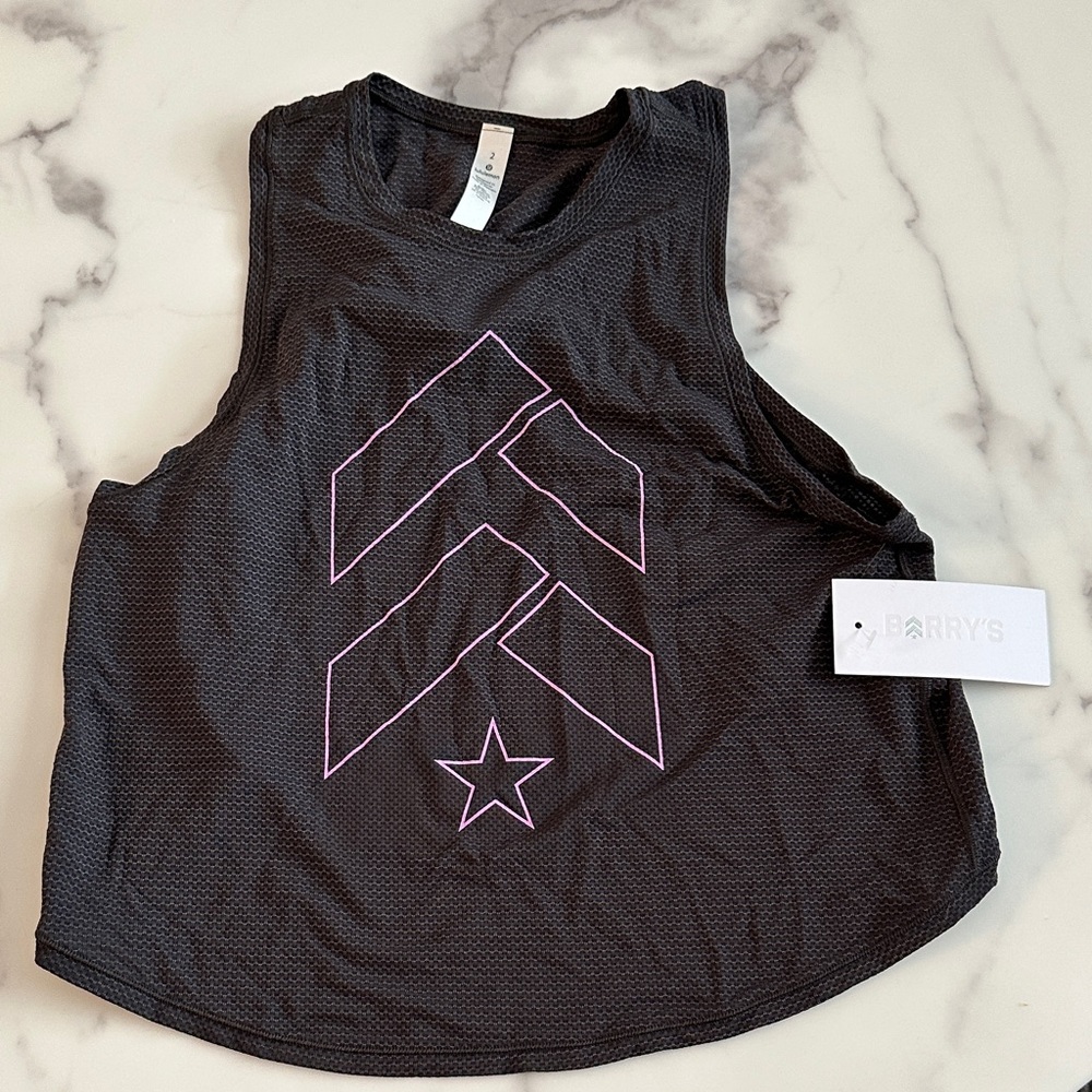 lululemon athletica Black Tank with Pink Barry’s bootcamp design